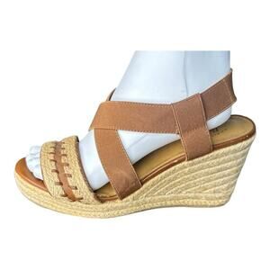 G.H Bass & co women’s size 8.5 espadrille heels brown with beige rope detail​​